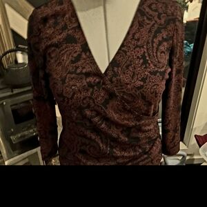 New York & Company Black and Red Paisley Dress